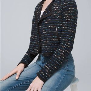 White House Black Market Black and Blue Striped Jacket